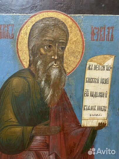 Старинная икона Пророк Иезекиль 18 век