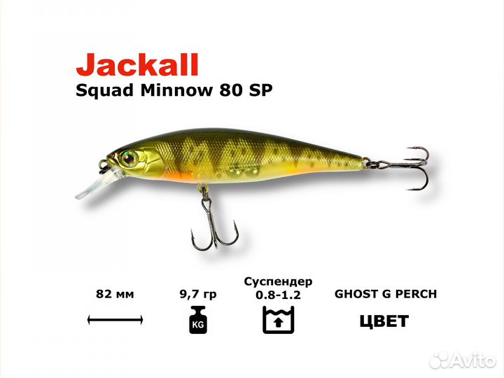 Воблер Jackall Squad Minnow 80 SP