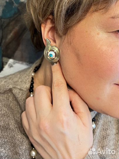 Крупные винтажные клипсы Sarah Cov с кристаллом AB