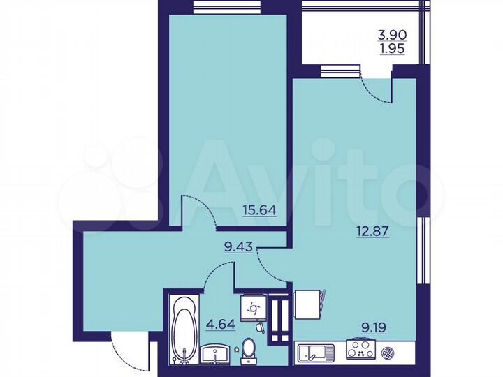 1-к. квартира, 53,7 м², 15/18 эт.