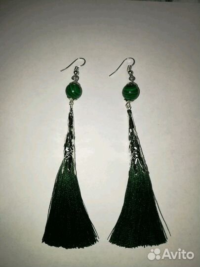 Серьги кисточки с натуральными камнями