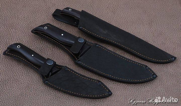 Набор ножей Шеф 95х18 черный граб