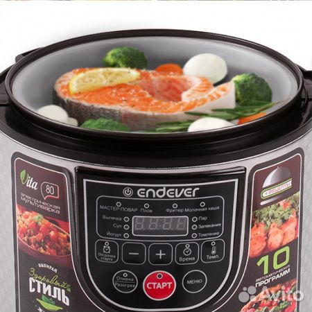 Мультиварка endever Vita-80 черный/серый, 880 Вт