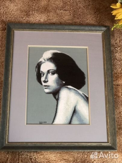 Картина вышивка крестом в багете-ручная работа