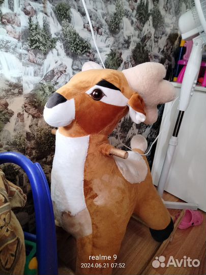 Детская лошадка качалка деревянная