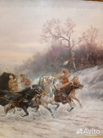 Картина в раме “Скачущие казаки” торг уместен