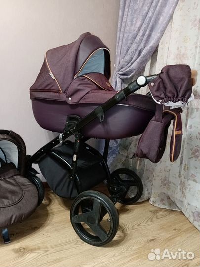 Коляска adamex massimo 3 в 1 кожа+текстиль