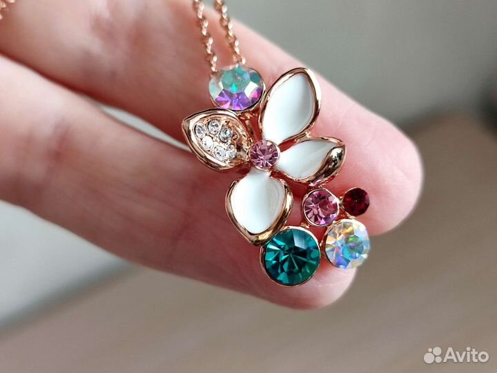 Комплект бижутерии серьги, кольцо, подвеска