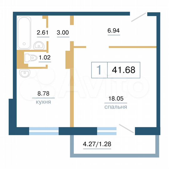 1-к. квартира, 41,7 м², 16/17 эт.