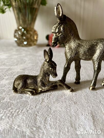 Винтажные статуэтки ослики, серебрение