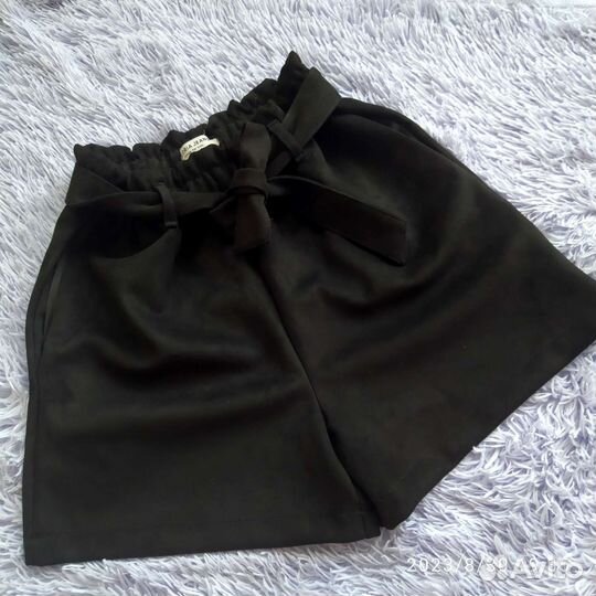 Шорты офисные замшевые с поясом на работу замша