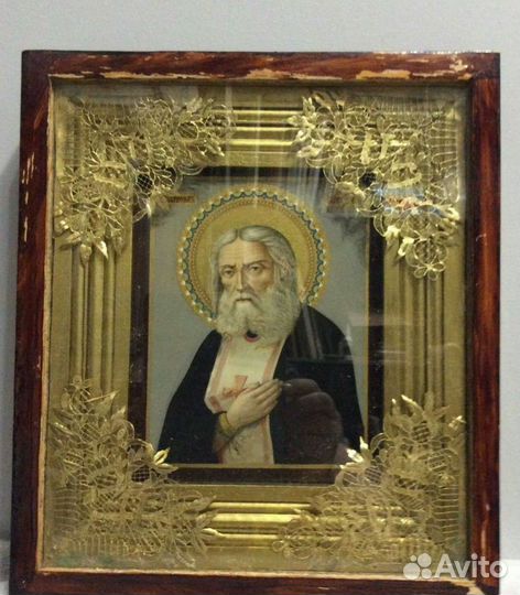Икона Чудотворца Серафима Саровского 19 век
