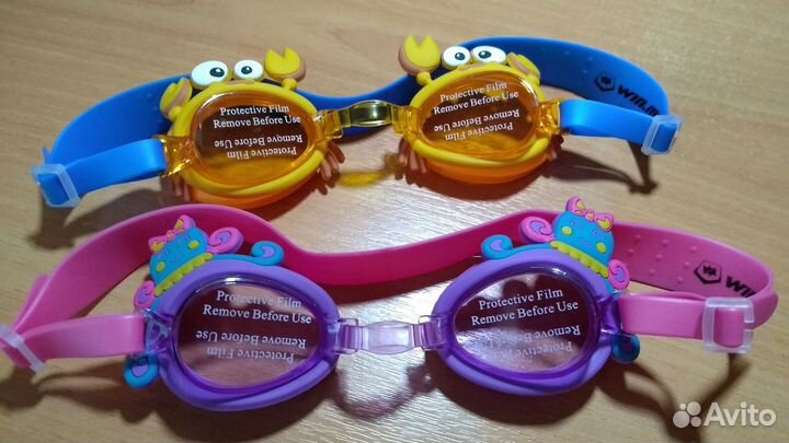 Желтенькие очки детские для плавания регулируемые