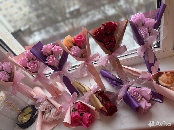 Букеты из 3 мыльных роз