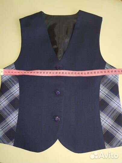 Жилетка школьная синяя на девочку 134 см
