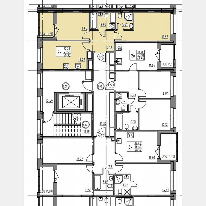 2-к. квартира, 49,4 м², 6/12 эт.