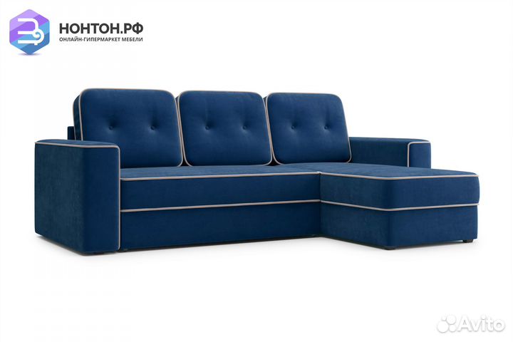 Диван угловой дельфин Берген темно-синий