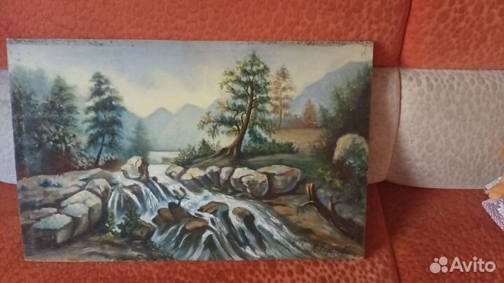 Старинная картина маслом 34 год. Подпись