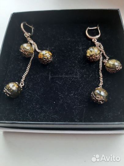 Серьги серебро длинные 925