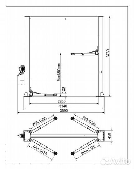 Подъемник автомобильный 4т KraftWell KRW4DLU