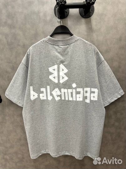 Футболка Balenciaga скотч серая оверсайз
