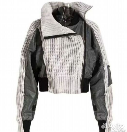 Куртка дутая, кожанная на пуху, оверсайз