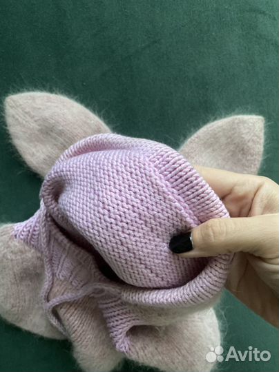 Шапка шлем вязаная для девочки
