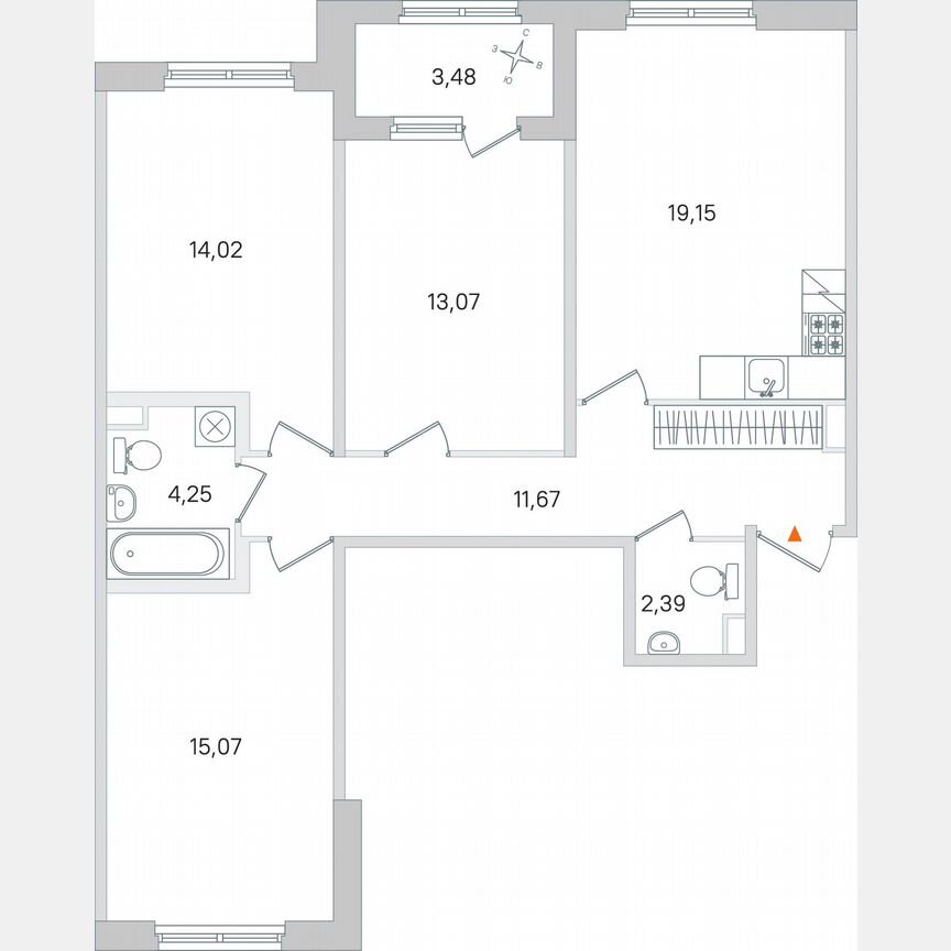 3-к. квартира, 81,4 м², 1/4 эт.