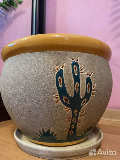 Большой керамический горшок напольный