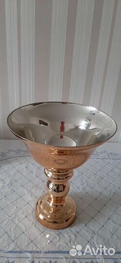 Ваза /фруктов h 30см напыление серебро, дм 25 см