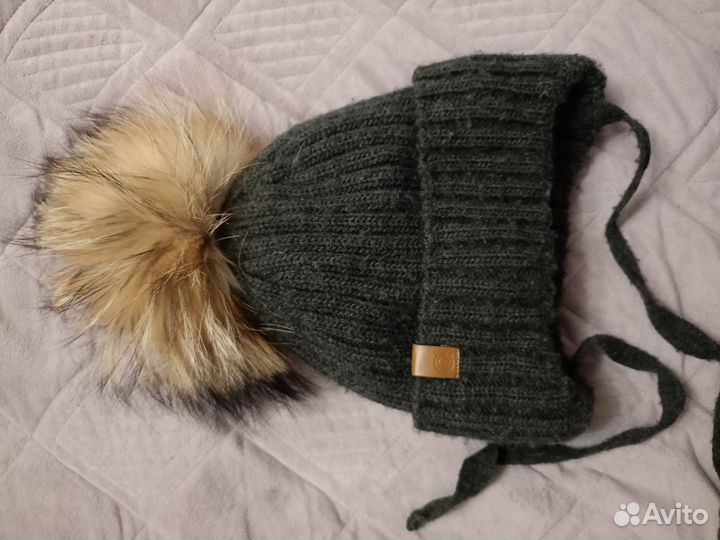 Зимняя детская шапка натур мех