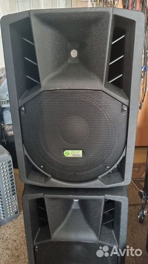 Две активные колонки по 250вт, микшер, провода