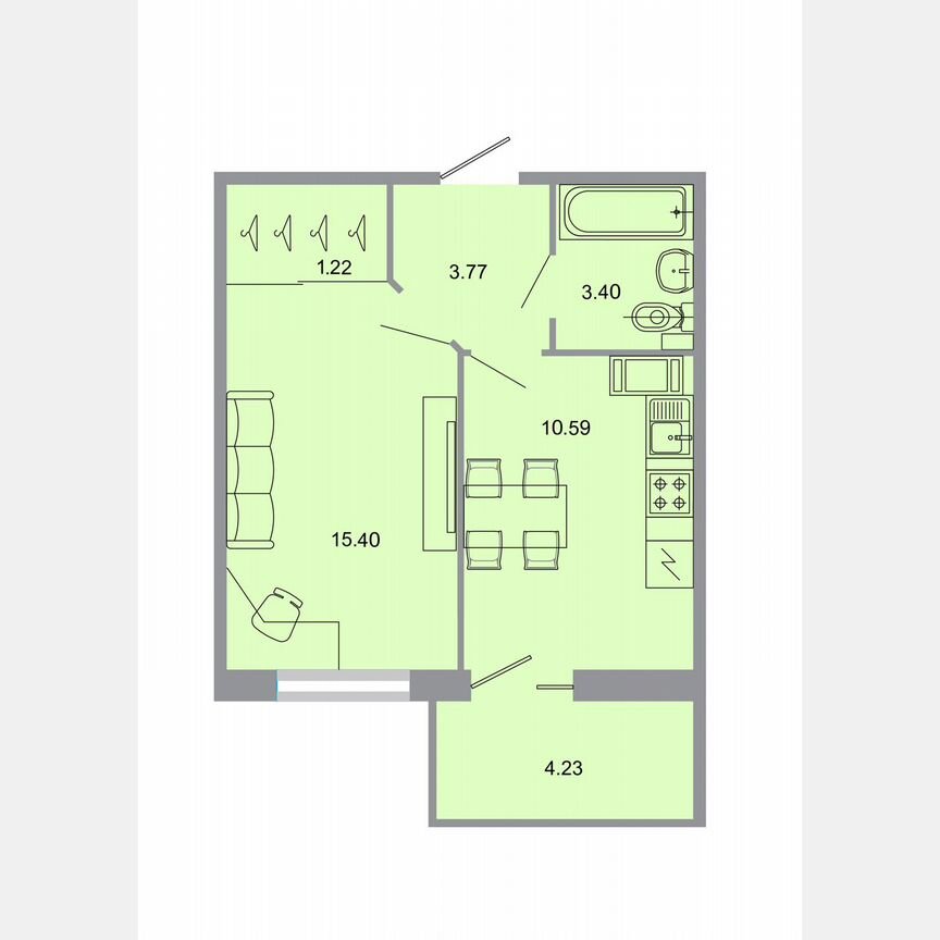 1-к. квартира, 35,8 м², 16/20 эт.