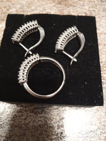 Серьги и кольцо серебро