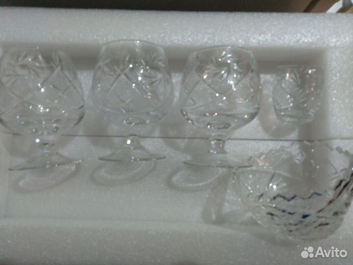 Бокалы, стопка, вазочка хрусталь