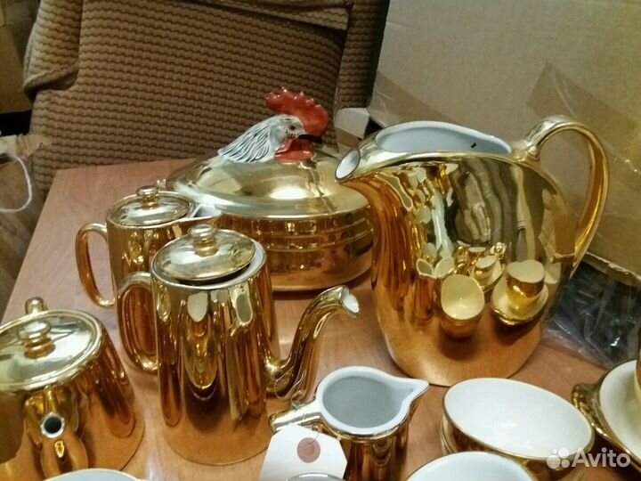 Сервиз французский антикварный золотой Арт Деко