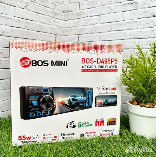 Магнитола 1 din с экраном bos mini арт302