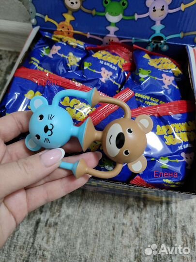 Прилипалы дружные зверята коробка 24шт