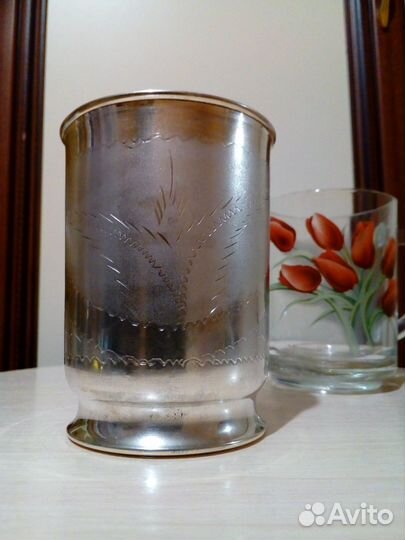 Стакан, мельхиор + серебро