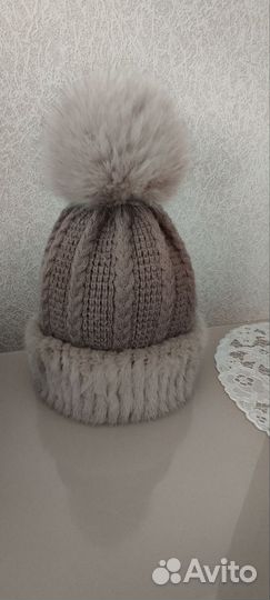 Шапка норковая женская вязаная