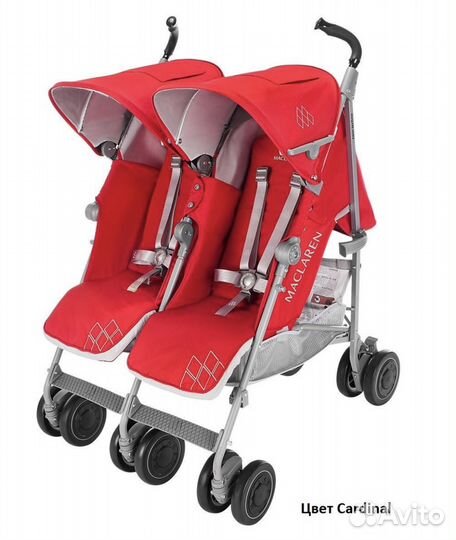 Коляска детская для двойни, трость