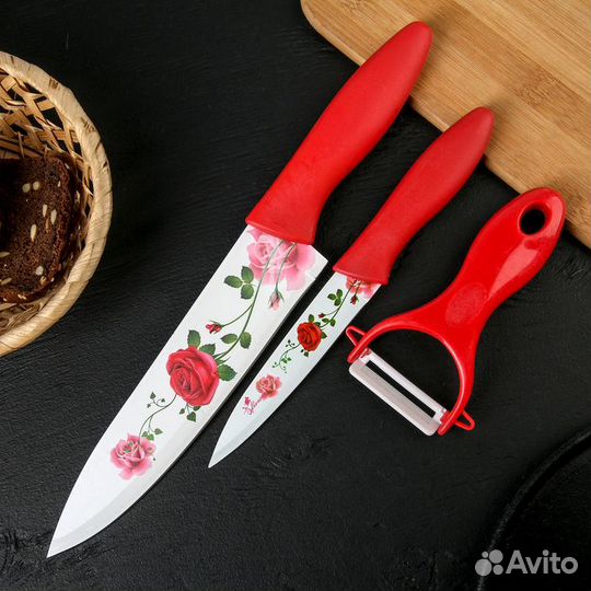 Набор кухонный Доляна «Нарцисс», 3 предмета: 2 нож