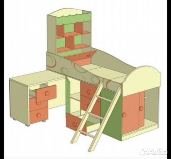 Детская/подростковая кровать со столом и шкафами