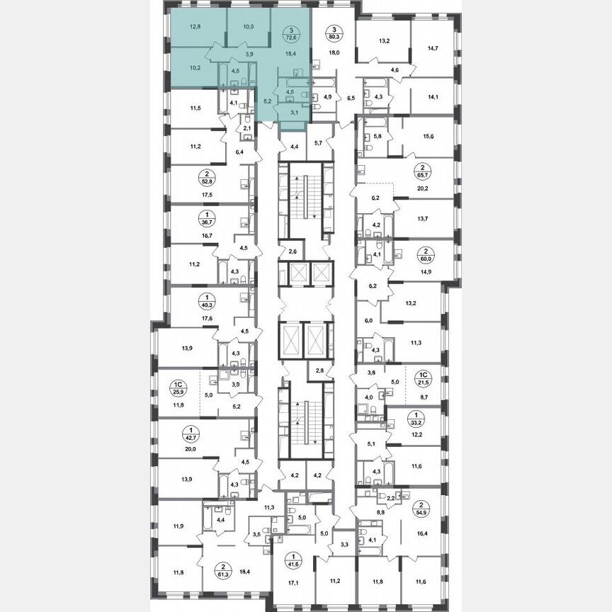 3-к. квартира, 72,6 м², 13/20 эт.