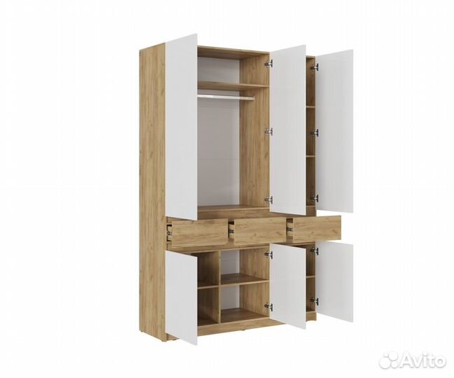 Бостон Шкаф трехстворчатый шк-002 Белый глянец