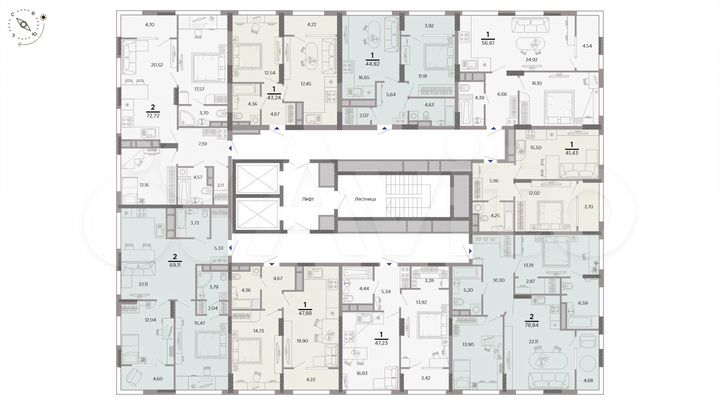 2-к. квартира, 69,1 м², 17/25 эт.