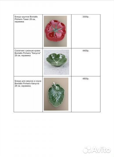 Посуда Bordallo Pinheiro в ассортименте (оригинал)