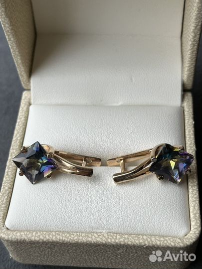 Золотой набор серьги кольцо кулон