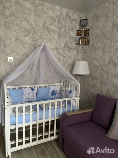 Детская кроватка с поперечным маятником+матрас