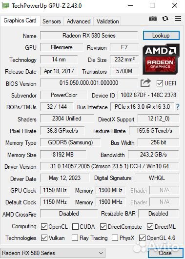 Видеокарта Dataland RX 580 8gb
